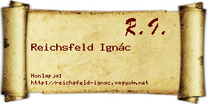 Reichsfeld Ignác névjegykártya